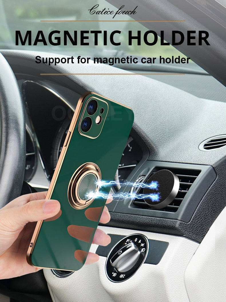 Metallic-Look iPhone Case with Ring Stand | Choose Model