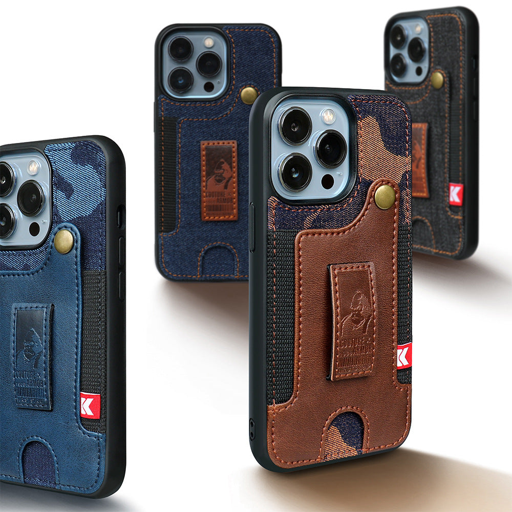 Denim Wallet iPhone Case with Wristband | Choose Model
