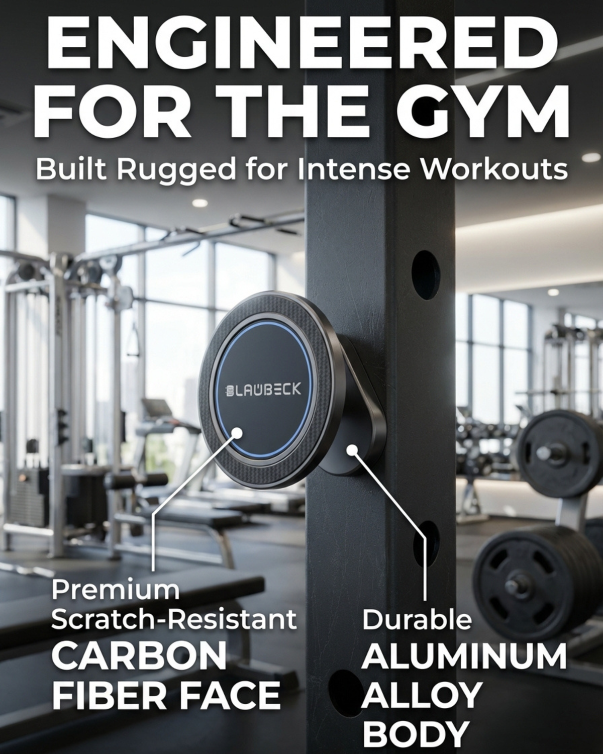 Magnetic Gym Phone Holder with Metal Ring