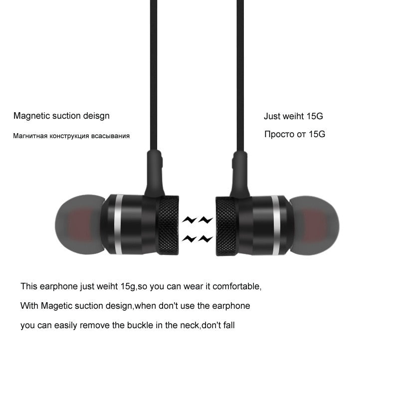 Magnetic Neckband Bluetooth Earphones