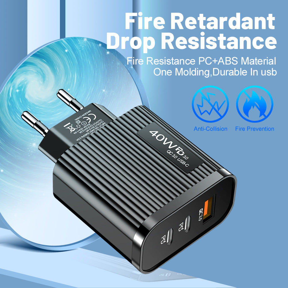 Striped Multi-Port USB & USB-C Wall Charger