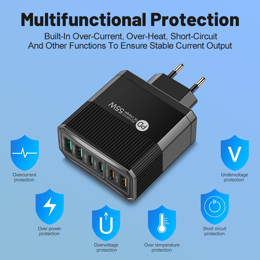 Multi-Port USB Travel Wall Charger | Up to 55W