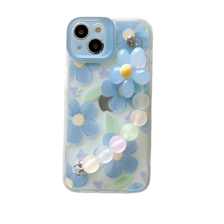 Blue Floral iPhone Case with Wrist Strap | Choose Your Model