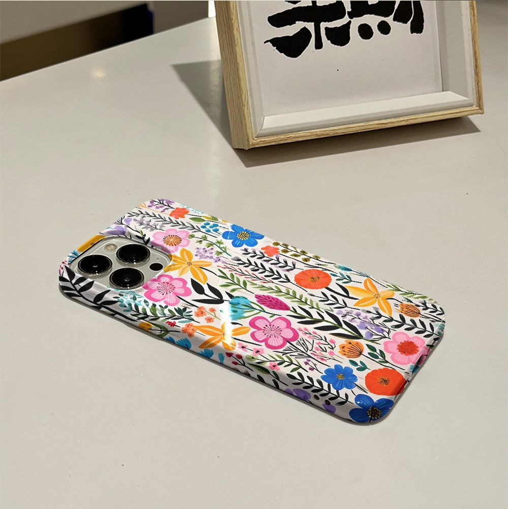 Colorful Floral Hard-Shell iPhone Case | Choose Model