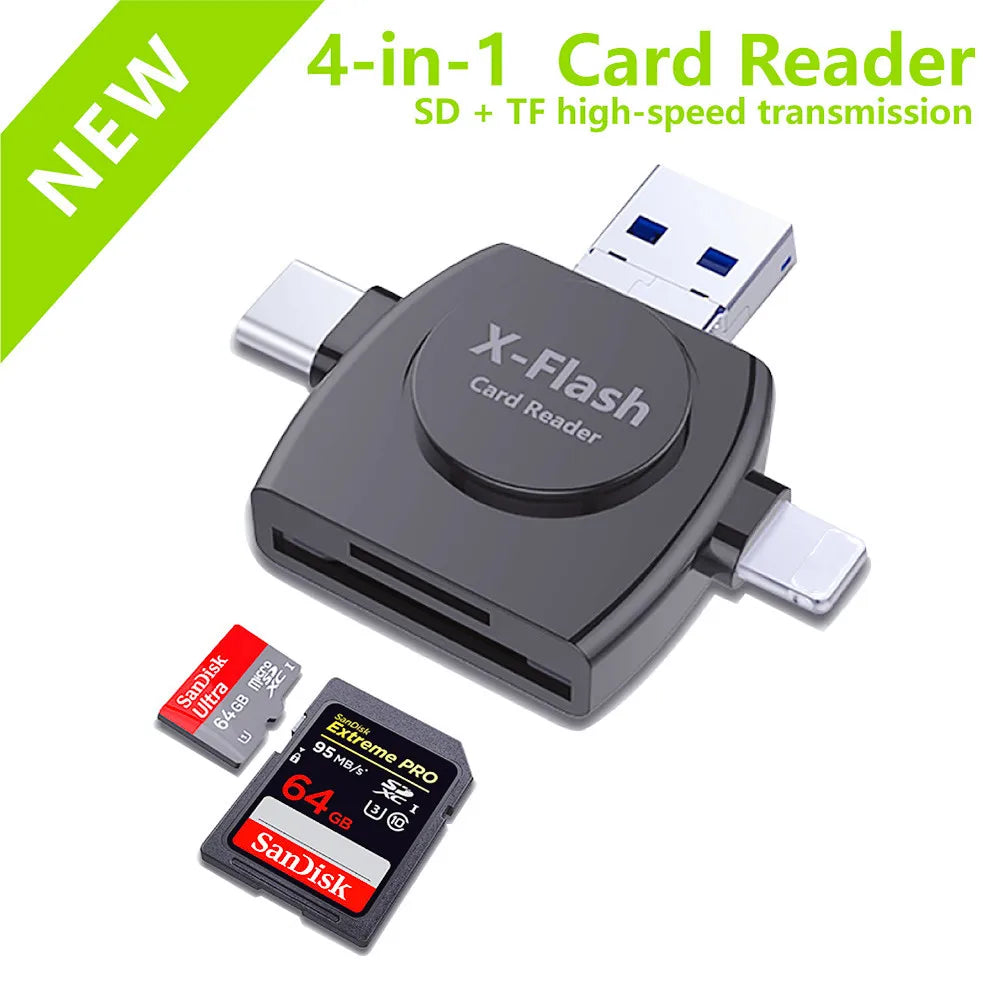 4-in-1 SD & TF OTG Card Reader