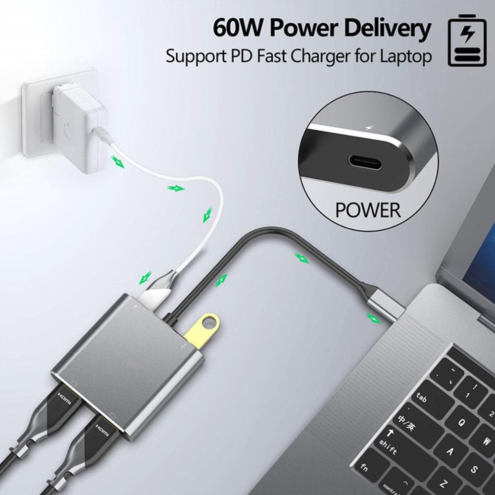 USB-C Hub with Dual HDMI, PD & USB 3.0