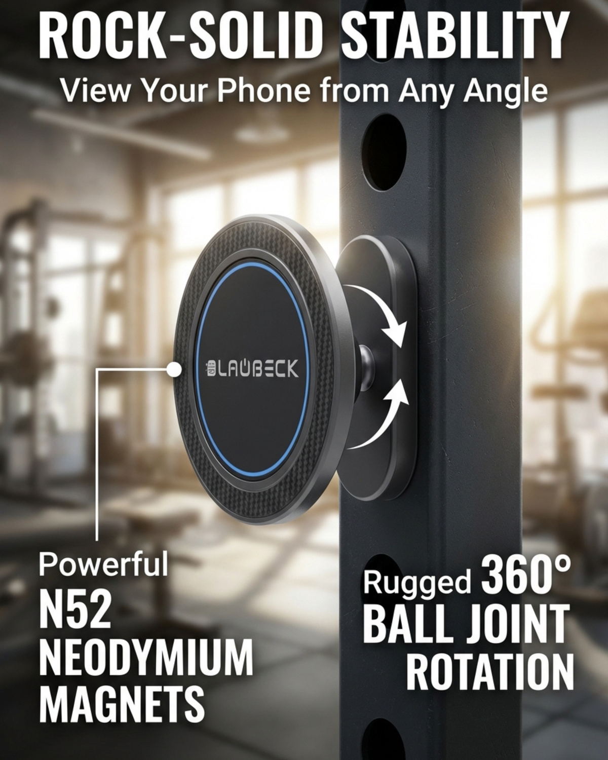Magnetic Gym Phone Holder with Metal Ring