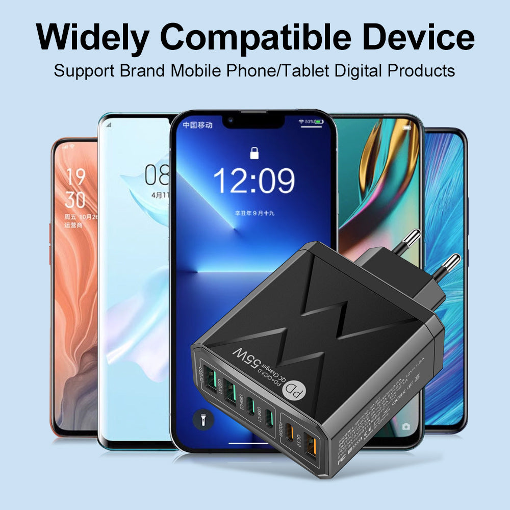 6-Port USB Travel Wall Charger | Up to 55W