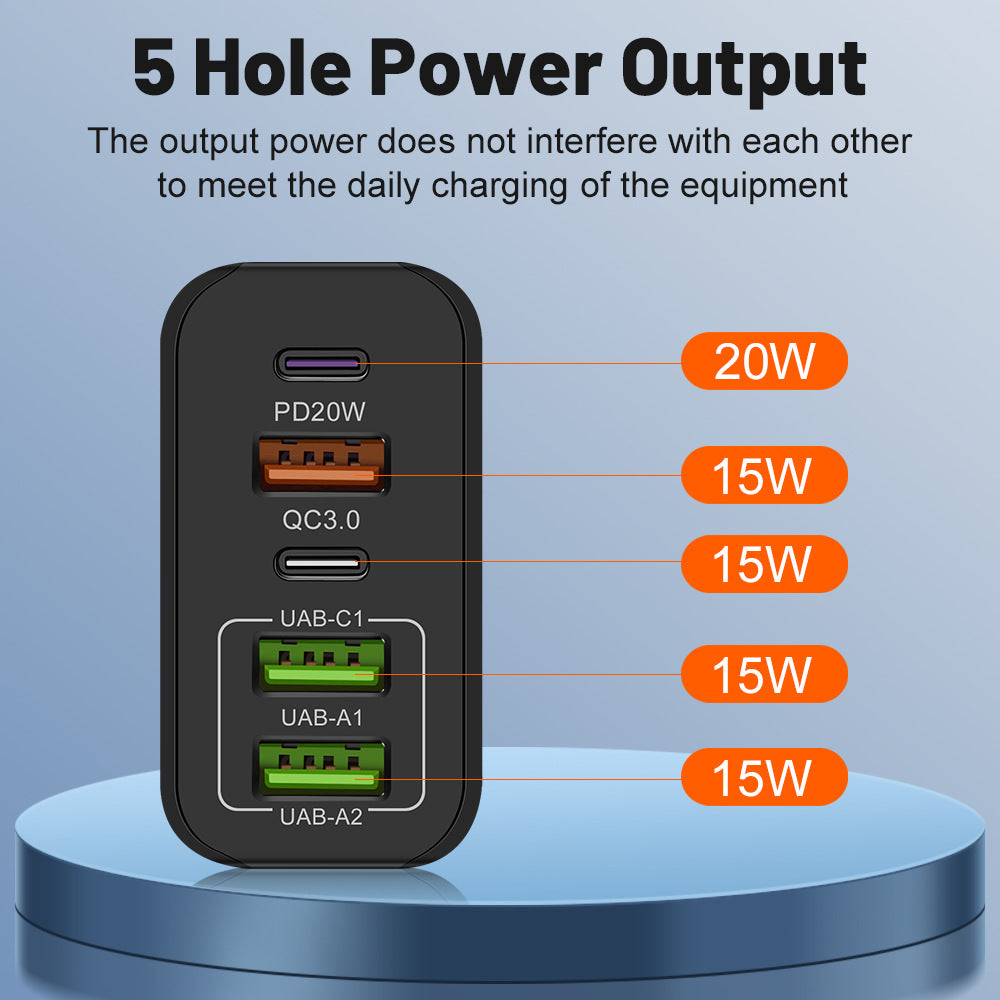 5-Port USB & USB-C PD Wall Charger