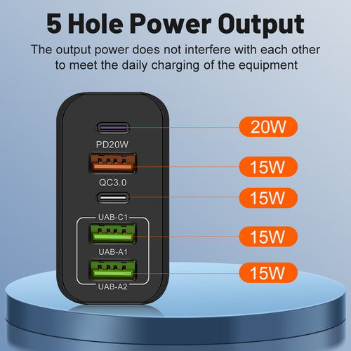 5-Port USB & USB-C PD Wall Charger