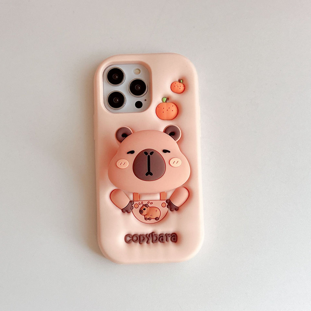 3D Capybara iPhone Case with Fold-Out Stand