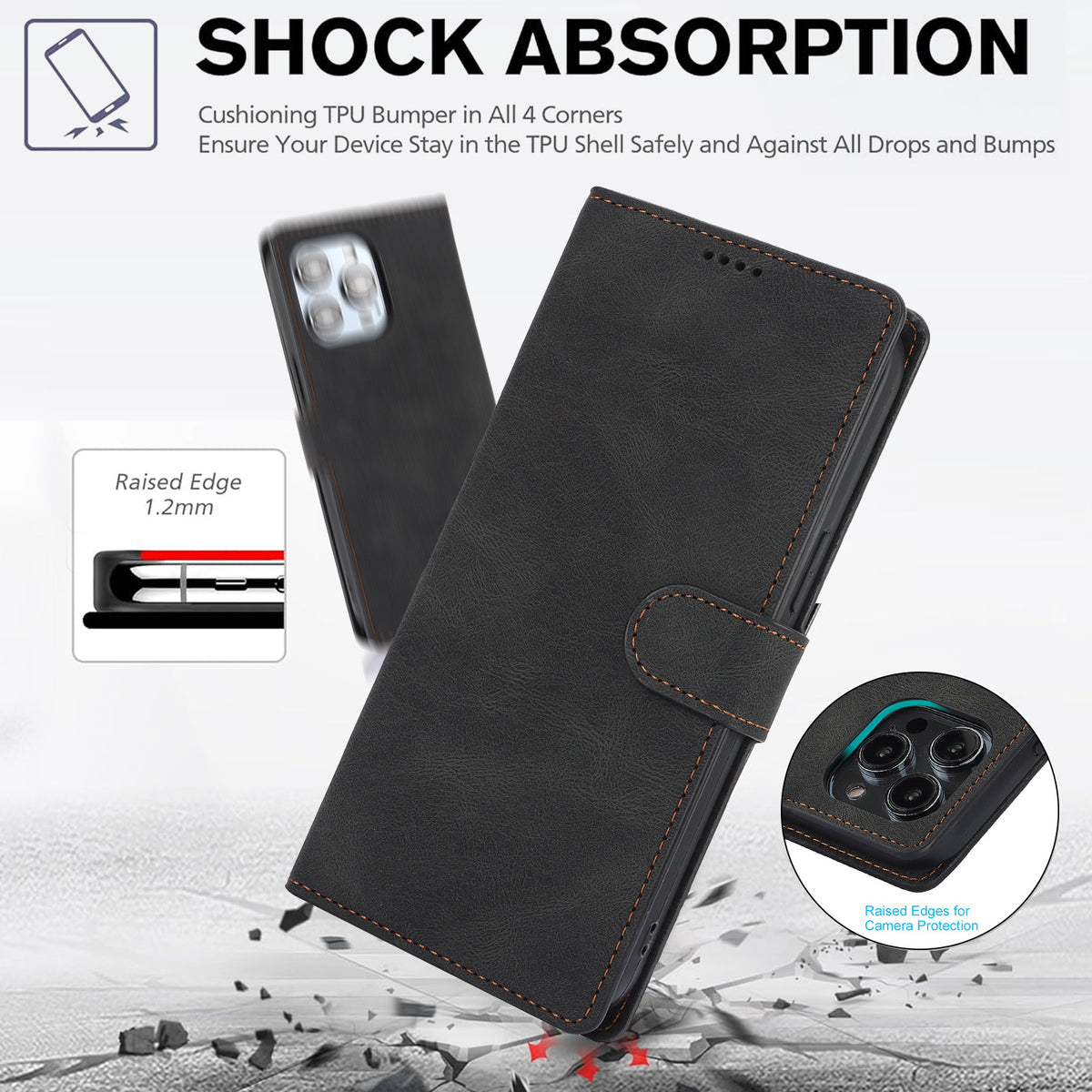 Faux Leather Wallet iPhone Case with Stand | Choose Your Model