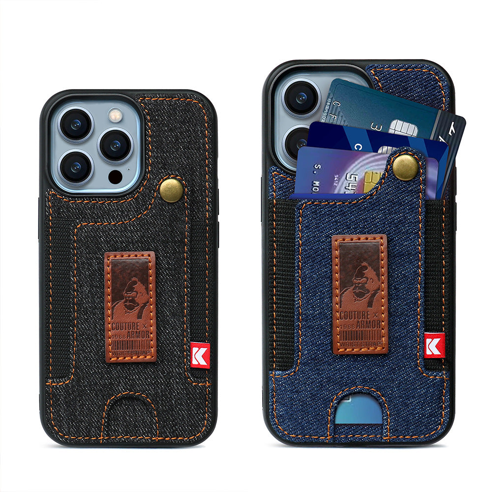 Denim Wallet iPhone Case with Wristband | Choose Model