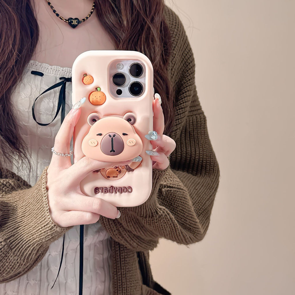 3D Capybara iPhone Case with Fold-Out Stand