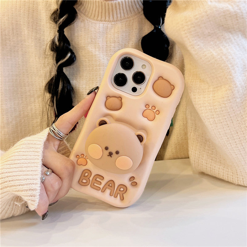 Milk Tea Bear iPhone Case with Stand | Choose Your Model