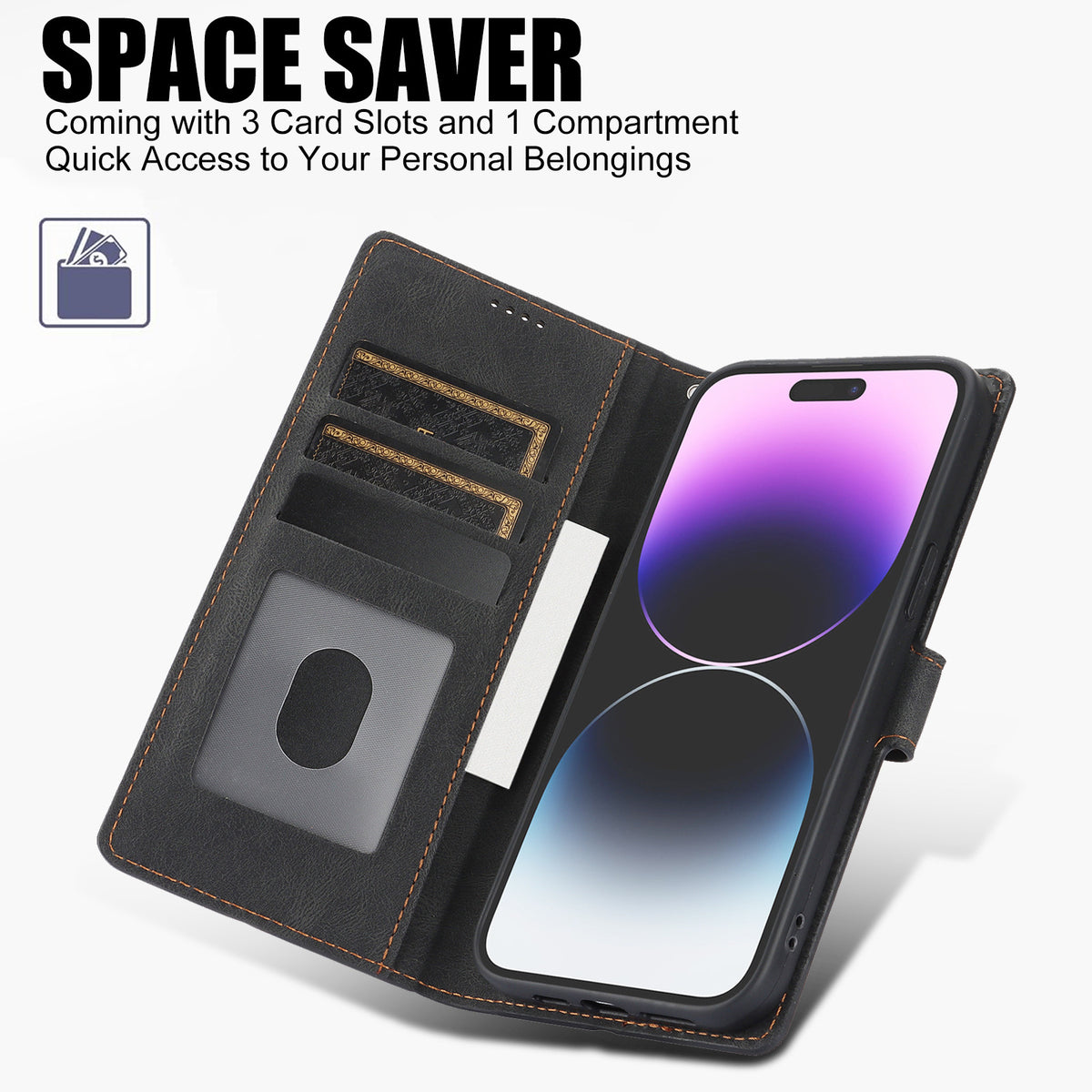 Faux Leather Wallet iPhone Case with Stand | Choose Your Model