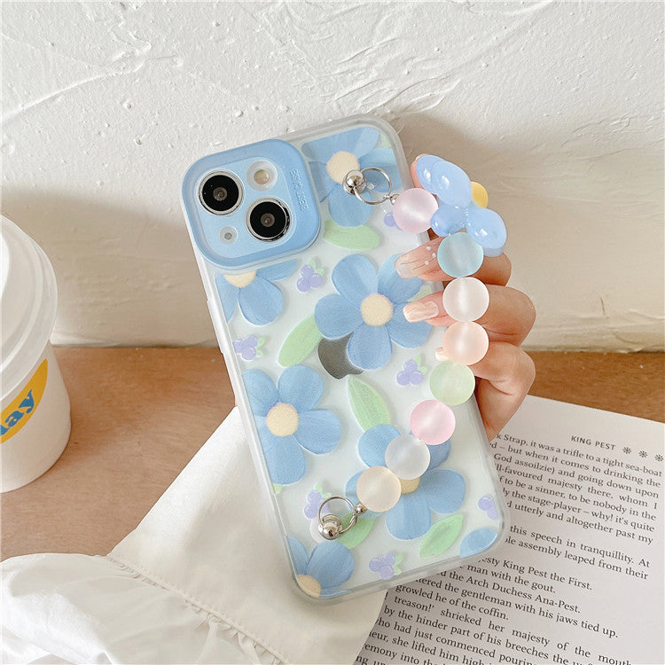 Blue Floral iPhone Case with Wrist Strap | Choose Your Model