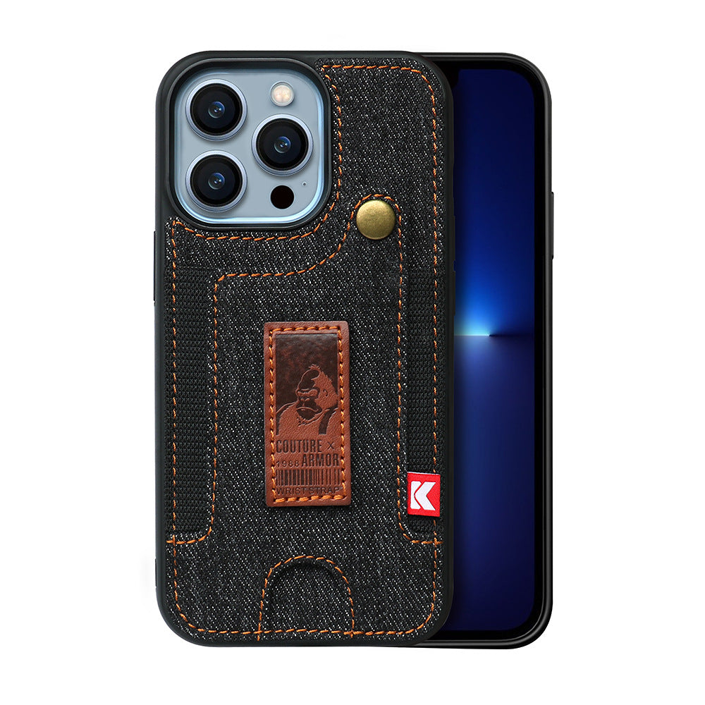 Denim Wallet iPhone Case with Wristband | Choose Model
