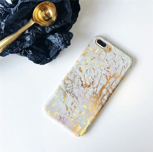 Marble & Leaf Print iPhone Case | Choose Your Model