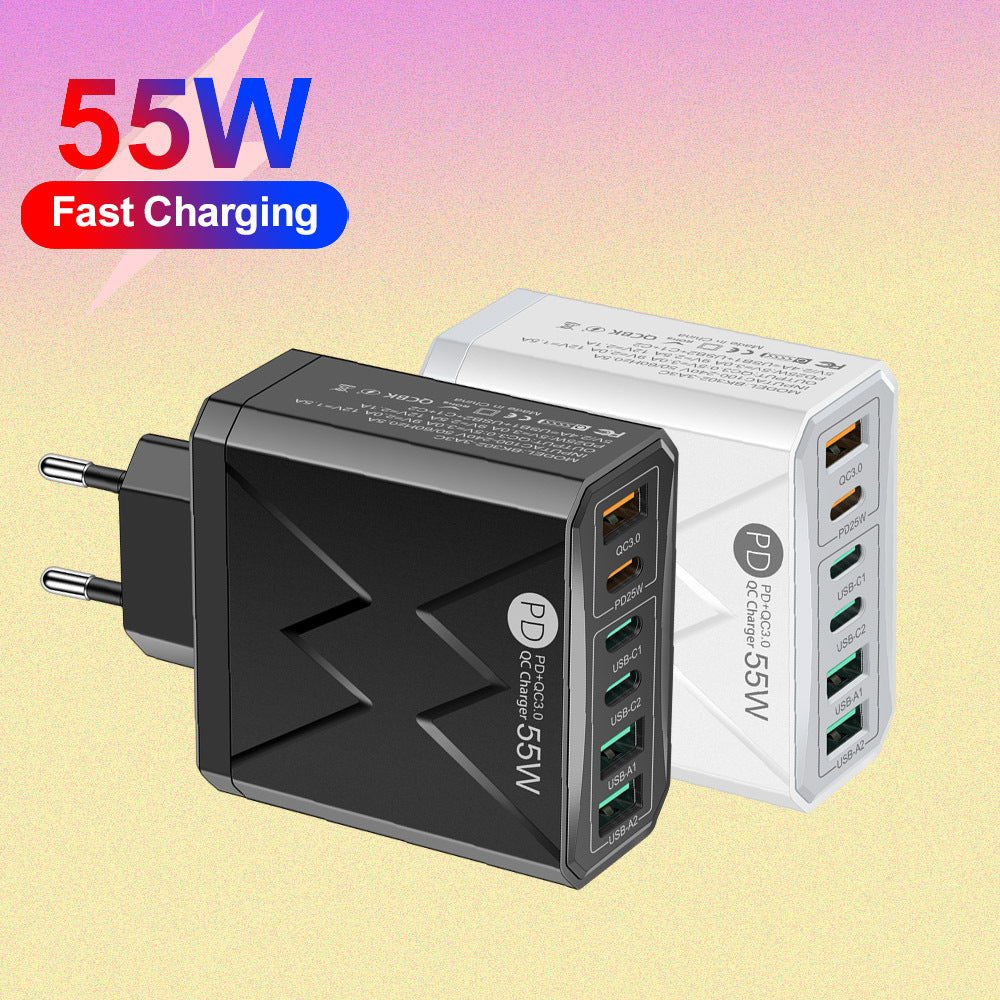 6-Port USB Travel Wall Charger | Up to 55W