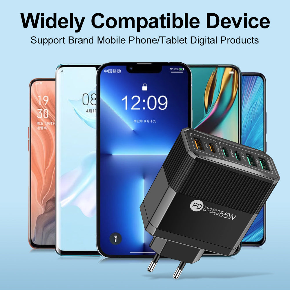 Multi-Port USB Travel Wall Charger | Up to 55W