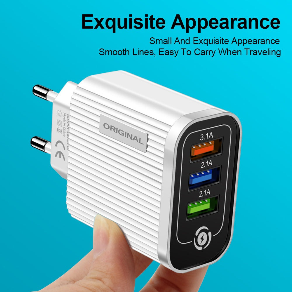 3-Port USB Travel Wall Charger