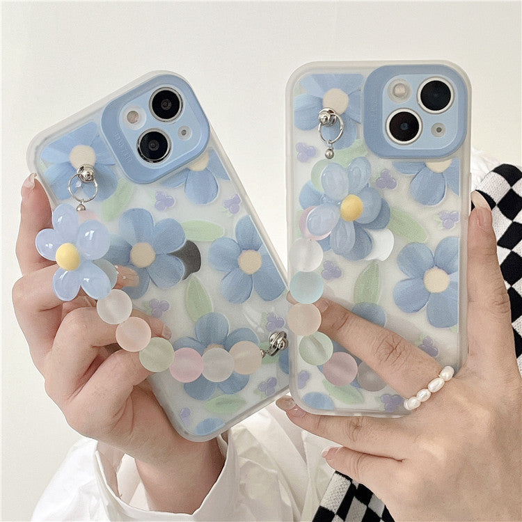 Blue Floral iPhone Case with Wrist Strap | Choose Your Model