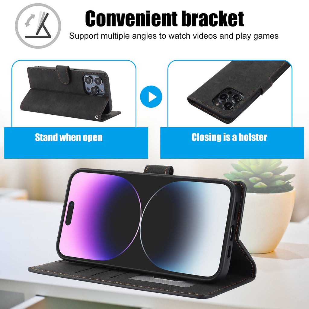 Faux Leather Wallet iPhone Case with Stand | Choose Your Model