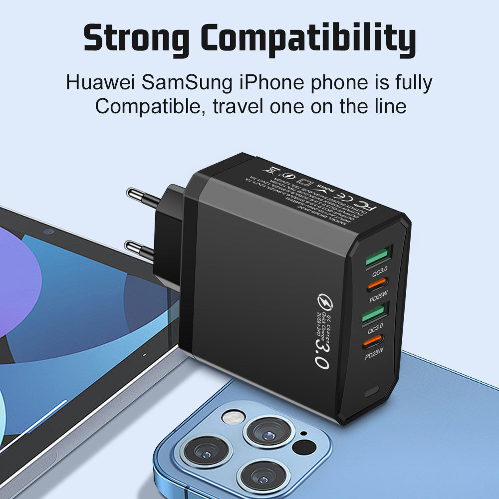 4-Port USB & USB-C Wall Charger