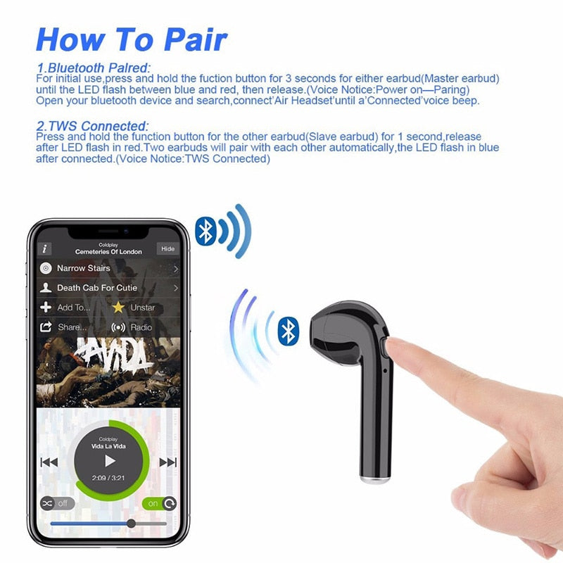 I7s TWS Bluetooth Earbuds with Microphone