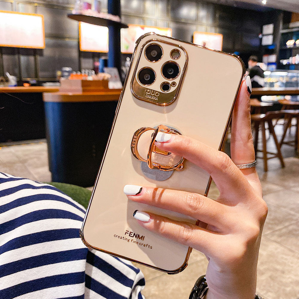 Metallic-Look iPhone Case with Ring Grip | Choose Model