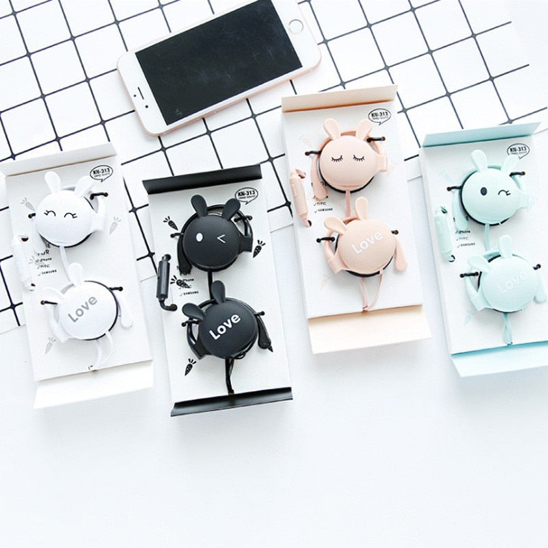 QearFun Rabbit Ear-Hook Wired Earphones
