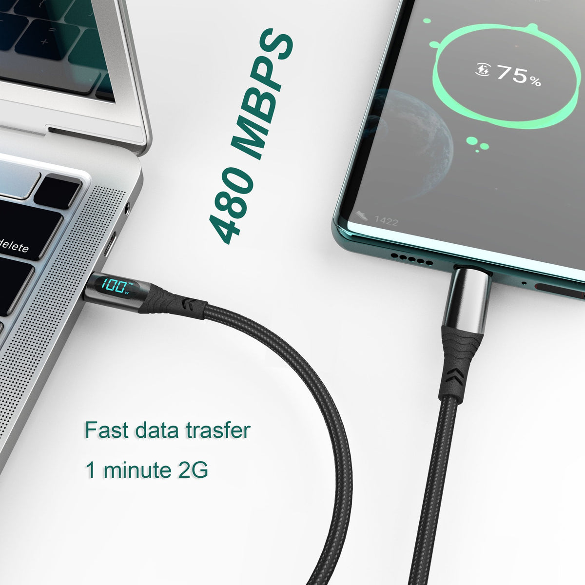 Woven USB-C Charging Cable | Up to 100W