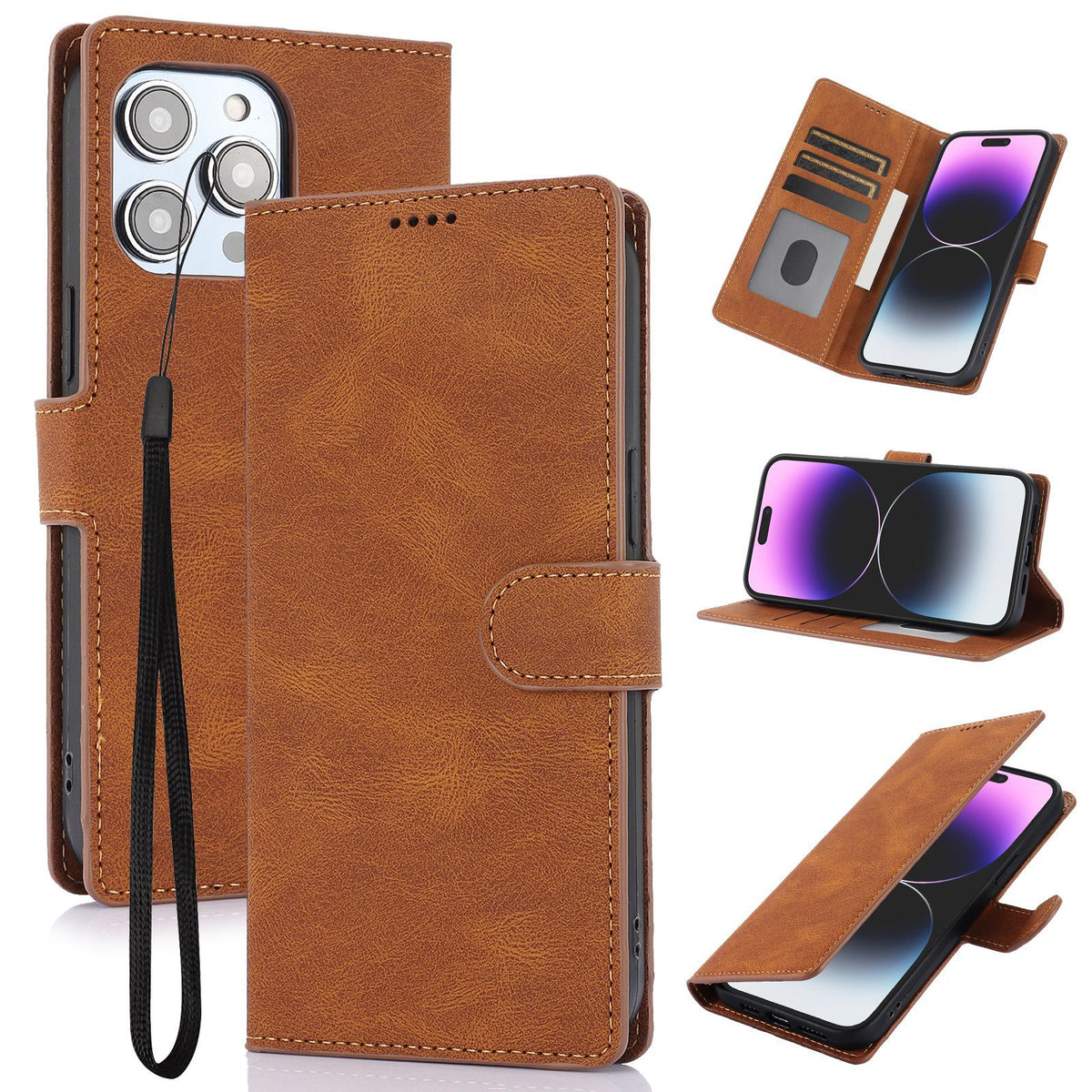 Faux Leather Wallet iPhone Case with Stand | Choose Your Model