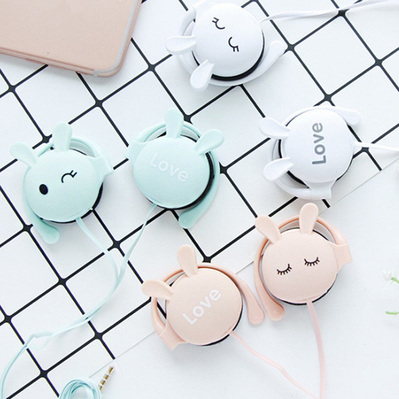 QearFun Rabbit Ear-Hook Wired Earphones