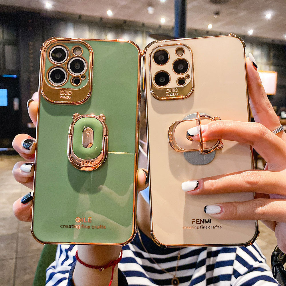 Metallic-Look iPhone Case with Ring Grip | Choose Model