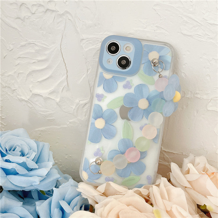 Blue Floral iPhone Case with Wrist Strap | Choose Your Model