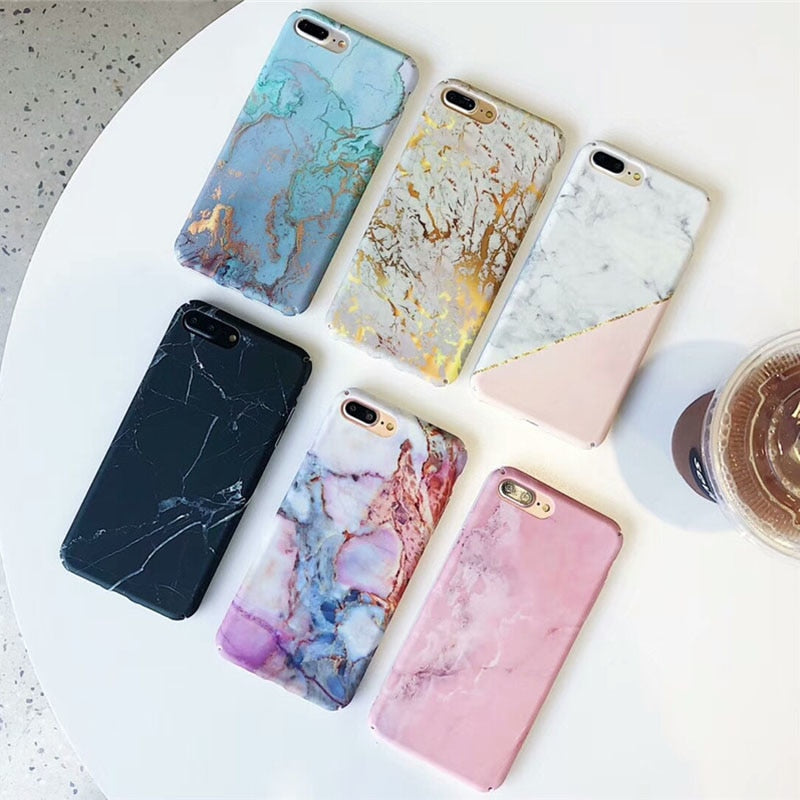 Marble & Leaf Print iPhone Case | Choose Your Model