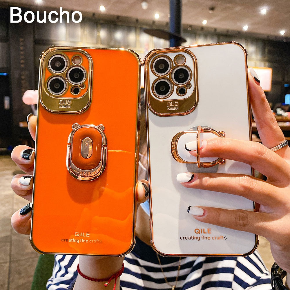 Metallic-Look iPhone Case with Ring Grip | Choose Model