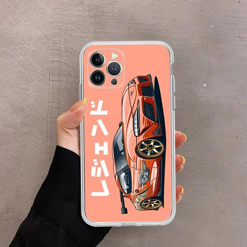 Japanese Car Soft TPU Case for iPhone 12–15