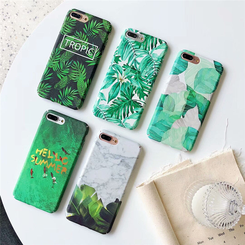 Marble & Leaf Print iPhone Case | Choose Your Model