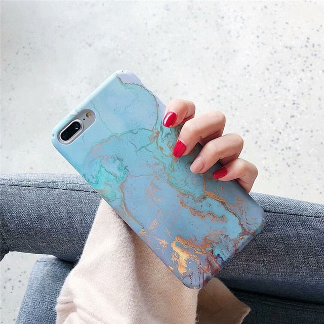 Marble & Leaf Print iPhone Case | Choose Your Model