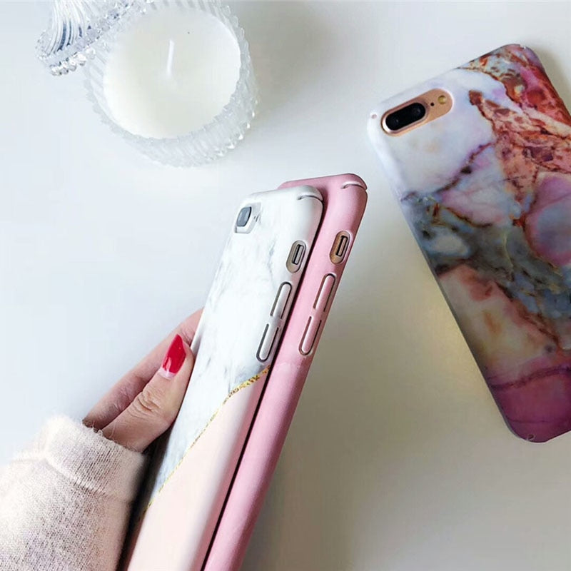 Marble & Leaf Print iPhone Case | Choose Your Model