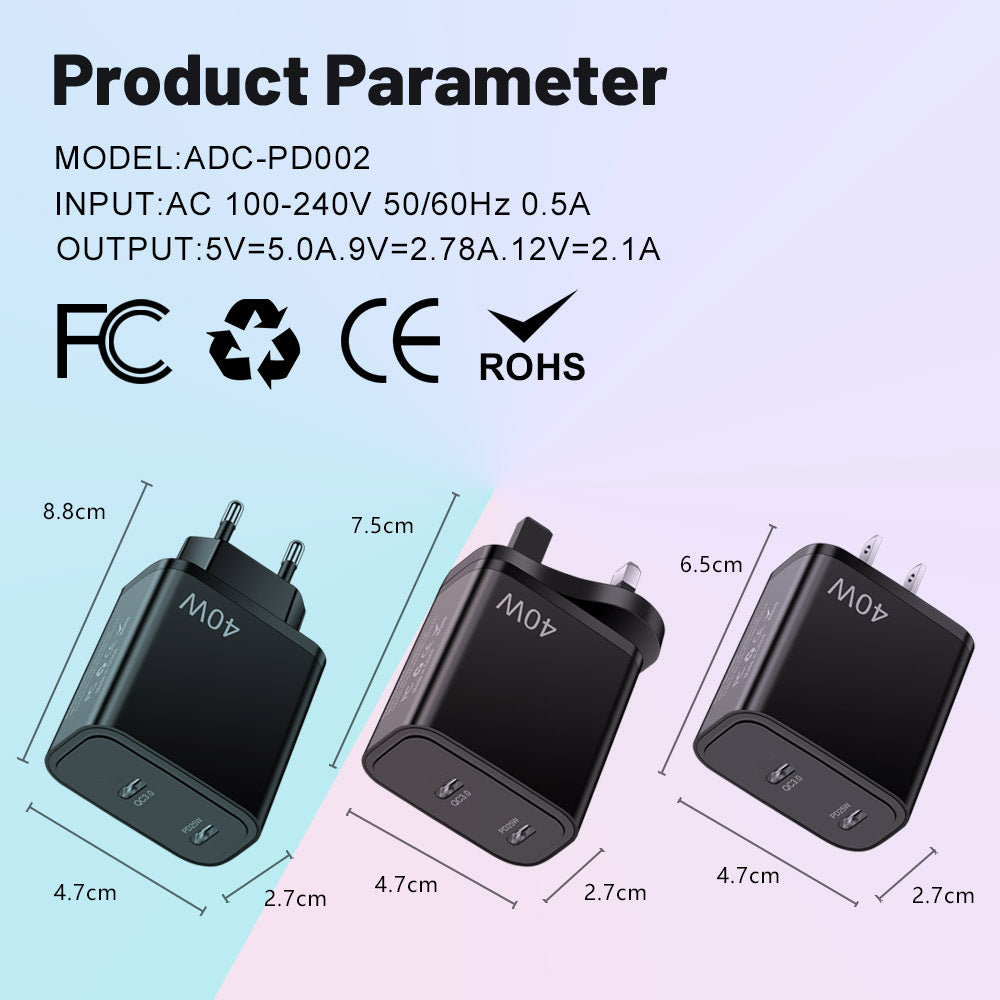 Dual USB-C PD Wall Charger