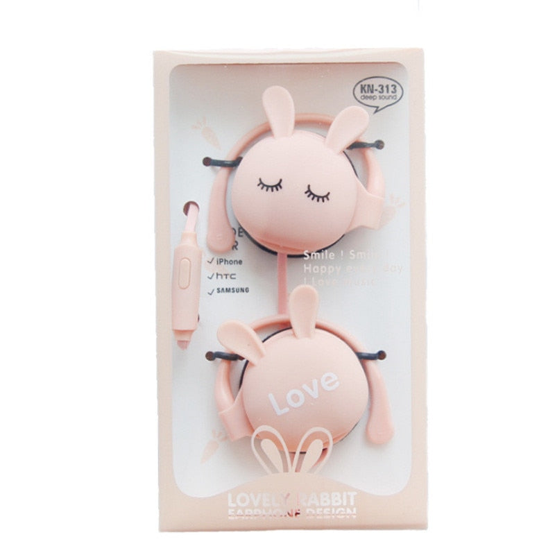 QearFun Rabbit Ear-Hook Wired Earphones