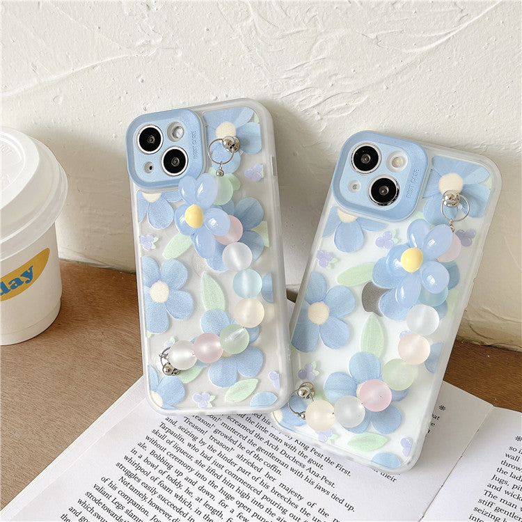 Blue Floral iPhone Case with Wrist Strap | Choose Your Model