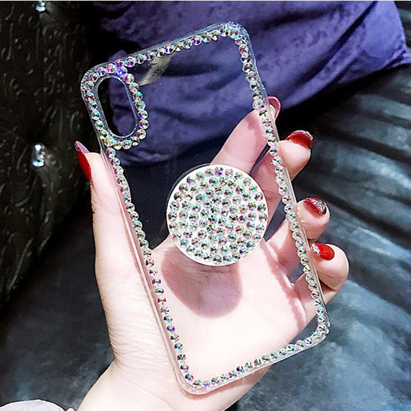 Clear iPhone Case with Decorative Ring Stand | Older Models