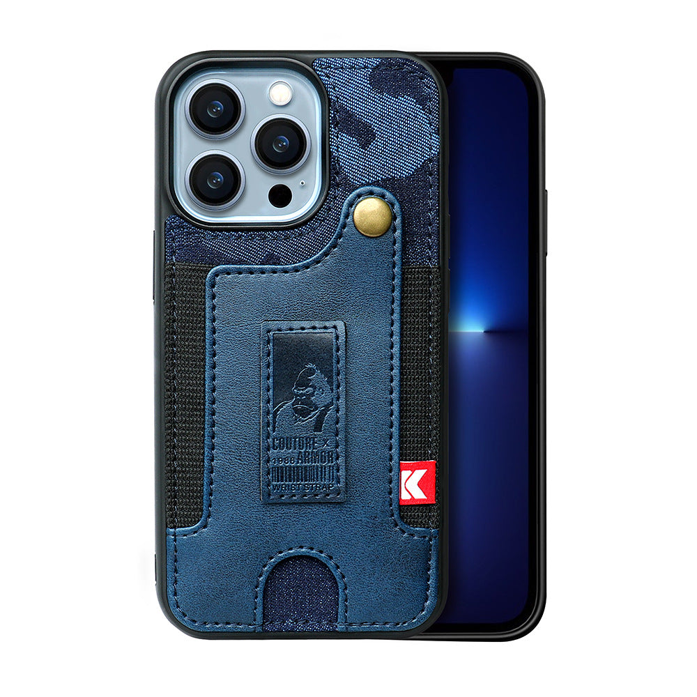 Denim Wallet iPhone Case with Wristband | Choose Model