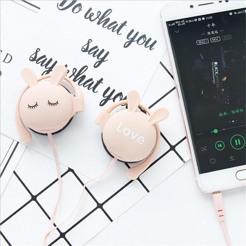 QearFun Rabbit Ear-Hook Wired Earphones